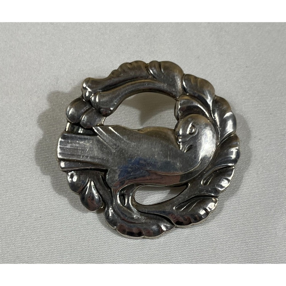 Vintage Georg Jensen Sterling Silver Bird Brooch Pin No. 123 Denmark Dove